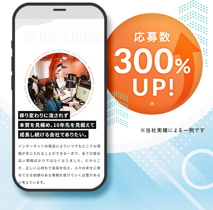 応募数300％UP!※当社実績による一例です